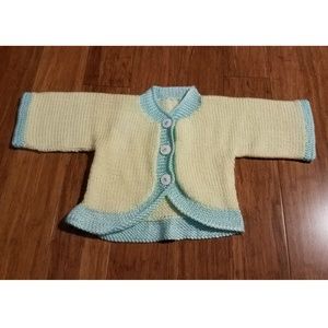 Yellow and Seafoam Wide Arm Baby Sweater